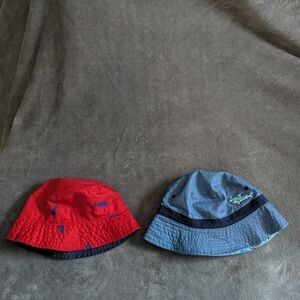 Lot of 2 Cat & Jack Kids Sun Hat 2T-5T Reversible Sharks, Fish, Under The Sea